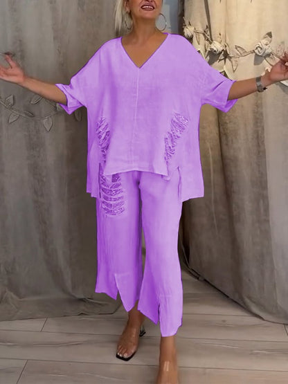 BIANCA | Completo Estivo a Due Pezzi con Eleganza Naturale e Comfort Fluttuante per Giornate Soleggiate